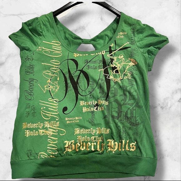 Beverly Hills Polo Club Green Women's Top Keyhole Back Short Sleeve Size 1X - Picture 9 of 14